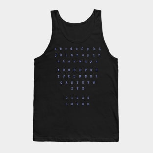 Light Blue Typewriter Letters and Numbers Tank Top